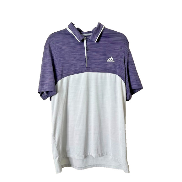 Adidas Mens Golf Polo Shirt Large Purple Short Sleeve Stretch Active Office - Picture 1 of 6